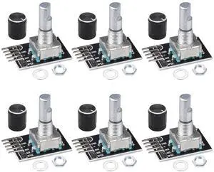BUCIER KY-040 Rotary Encoder Module 360 Degree Switch Encoders with Knob Cap Brick Sensor Modules (Pack of 6pcs)
