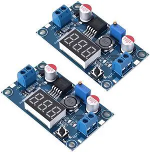 BUCIER LM2596 DC-DC Buck Power Converter Module, Adjustable Voltage Regulator 4-40V to 1.25-37V Buck Converter with LED Voltmeter DisplayPack of 2