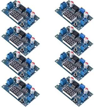 BUCIER LM2596 DC-DC Buck Power Converter Module, Adjustable Voltage Regulator 4-40V to 1.25-37V Buck Converter with LED Voltmeter Display (Pack of 8)