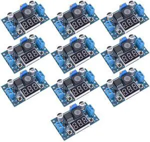 BUCIER LM2596 Adjustable DC-DC Step-Down Buck Converter Module with LED Voltmeter Display, Voltage Regulator 4.0-40V Input to 1.25-37V Output Power Supply Module (Pack of 10)