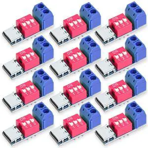 BUCIER PD Fast Charging Test Board 5-20V Adjustable PD Trigger Board Module USB Type-C 100W Voltage Connetor Power Supply Accessories (12PCS)