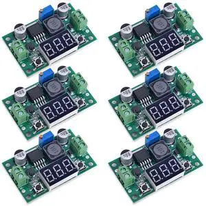 BUCIER LM2596 DC-DC Buck Converter Voltage Regulator Adjustable 4.0-40V to 1.25-37V 2A Power Supply Module with LED Voltmeter Display (Pack of 6pcs)