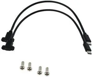 BUCIER 2pcs USB Type C 3.1Panel Mount Adapter Cable USB-C 3.1 Gen2 10Gbps Male to USB C Female Panel Mount Screw Cable, Supports Charging, Data, Audio, Video  0.3M/1ft