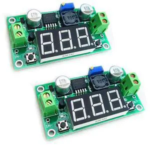 BUCIER 2pcs LM2596 Adjustable DC-DC Step Down Buck Power Convert Module 4.0-40V Input to 1.25-37V Output with LED Voltmeter Display