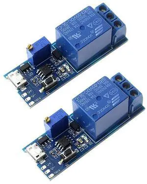 BUCIER 2pcs DC 5V Trigger Time Delay Switch Relay Module Adjustable Time Delay Control Swtich Trigger Delay Conduction Relay Switch Module Wide Voltage Delay Relay DC 5V-30V Micro USB Power