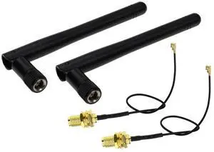 BUCIER 2pcs 2.4G WiFi Antenna SMA to U.FL-4 2.4GHz 3dBi Antenna U.fl-4 to RP SMA Male for ZigBee Router 90 Degrees Right Angle Folded Lead 15CM