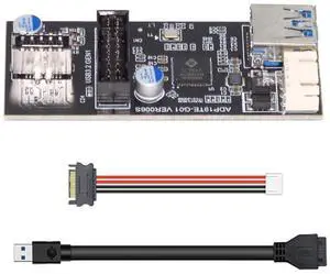 BUCIER 5Gbps Single 19/20Pin Header to USB 3.0 20Pin & Type-E Dual Ports Female PCBA Type Adapter Splitter 1 to 2 HUB