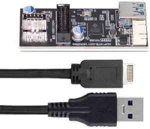 BUCIER 19/20Pin Header to 5Gbps USB 3.0 20Pin & Type-E Dual Ports Female PCBA Type Adapter Splitter 1 to 2 HUB