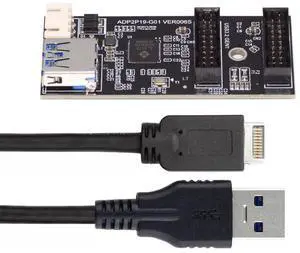 BUCIER 19/20Pin or Type-E Header to 5Gbps USB 3.0 19/20Pin Dual Ports Female PCBA Type Adapter 1 to 2 Splitter HUB