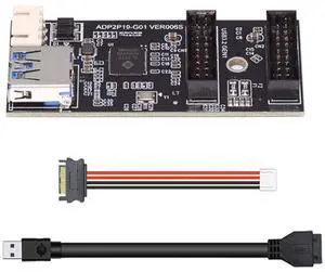 BUCIER 5Gbps Single 19/20Pin Header to USB 3.0 19/20Pin Dual Ports Female PCBA Type 1 to 2 Adapter Splitter HUB