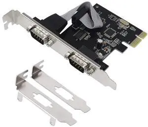 BUCIER PCIe Serial Expansion Card, 2 Port PCI Express 1.0 x 1 to Industrial DB9 COM RS232 Converter Adapter Controller for Desktop PC (Will Also Work on PCI-E x4, x8, x16 Slot)