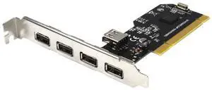 BUCIER Internal USB 2.0 PCI Card, 5 Port (4 External & 1 Internal) PCI Expansion to USB 2 Adapter Hub Controller, High Speed 480Mbps for Desktop