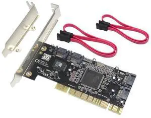 BUCIER 4 Ports PCI SATA Raid Controller Internal Expansion Card with 2 Sata Cables, PCI to SATA Adapter Converter for Desktop PC Support HDD SSD