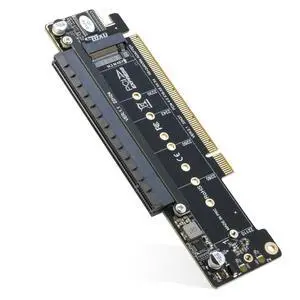 BUCIER Dual NVMe PCIe Adapter, PCIe 4.0 X16 to Dual NVMe and 1x More PCIe x16 (x8 Signal) Adapter for 22110/2280/2260/2242/2230 M.2 NVMe SSD (PCI-e Bifurcation Required)