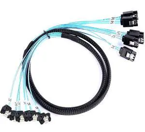 BUCIER SATA-III Cable:1M 6Pcs/Set 90-Degree SATA Right-Angle Cable Angled to Straight Bundled SAS 6Gbps Data Replacement for Server-Raid SDD HDD CD DVD Drives (3.3FT)