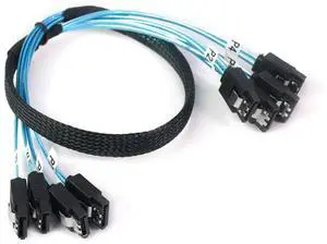 BUCIER SATA-III Cable:0.5M, 4Pcs/Set Thin SATA 6Gbps HDD SSD Data-Cable Bundled Replacement for Server Bitcoin Computer SSD HDD CD DVD Drives Raid(1.6FT)