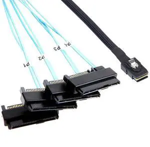 BUCIER Mini-SAS to SAS Cable: 0.5M SFF-8087 to SAS SFF-8087 to SFF-8482 x4 with SATA-Power Adapter Cable (1.6FT)