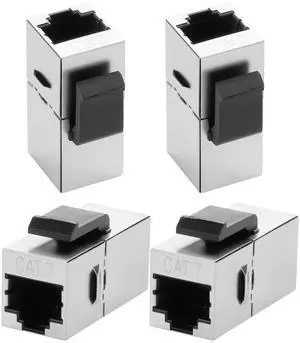 BUCIER Cat7 Keystone Jack Coupler RJ45 Female to Female Keystone Jack Shielded Connecter Inline for Wall Plate 8P8C Cat7 Modular Ethernet Coupler Connector for Cat7/Cat6/Cat6A/Cat5e/Cat5-4PCS