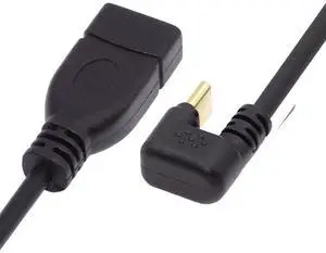 BUCIER USB-C USB 3.1 Type-C Male to USB 3.0-A Female 10Gbps OTG Data Power Cable Opposite U Shape Back Angled 20cm