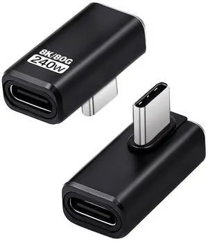 BUCIER 90 Degree USB C Extender Adapter [240W 80Gbps 8K@60Hz], USB C Right Angle Adapter, Type C Extender for Thunderbolt 5/4, MacBook, Switch, iPhone 16/15 2 Pack