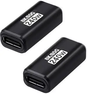 BUCIER 80Gbps USB C Female to Female Adapter (240W Fast Charging and 8K@60Hz Video) USB C Coupler Bidirectional Converter for iPad, MacBook,Thunderbolt 5/4 and Type-C Devices (2Pack)