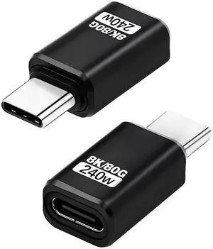 BUCIER 80G USB C Extender Adapter, USB C Male to Female Adapter Connector 240W PD & 8K Video Compatible with Thunderbolt 5 Cable for Steam Deck, ROG Ally, Switch, Notebook, PC, Tablet, Phone 2 Pack