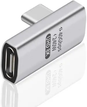 BUCIER 90 Degree USB C Adapter, Right Angle USB C Male to Female Adapter, 40Gbps Data Transfer, 8K@60Hz Video, Compatible with Thunderbolt4/3, Laptop, Tablet, Phone (1 Pack)