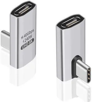 BUCIER 90 Degree USB C Adapter, 240W Right Angle USB C Male to Female Adapter with 40Gbps, 8K@60Hz Video Display for Thunderbolt4/3, Laptop, Tablet, Phone