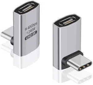 BUCIER USB C 90 Degree Adapter, 40Gbps, Right Angle USB C Male to Female, Supports 8K Video for iPad, MacBook, Tablet, Phone, 2 Pack
