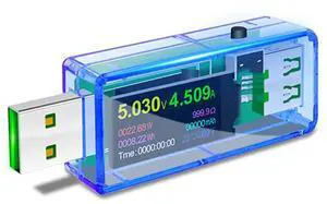 USB 3.0 Tester, BUCIER IPS Color Display Digital Multimeter Voltmeter Current and Voltage Monitor, DC 5.1A/30V/150W Power Meter Tester, Test Speed of Chargers, Cables, Capacity of Power Banks-Blue