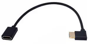 BUCIER 1ft 8K HDMI 2.1 Extension Cable, 90 Degree Left Angle Male to Female Adapter, OD 4mm Slim Ultra HD HDMI Cable, 8k@60HZ