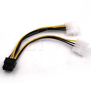 BUCIER 10pcs 2 IDE Dual LP4 4pin to 8 Pin PCI-E Y Molex graphic Video Card Power Cable Adapter Male to Female hot
