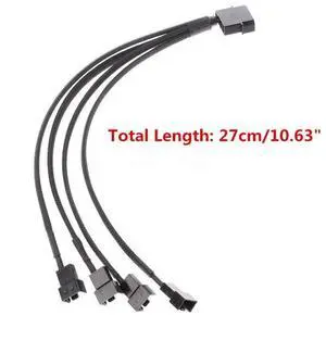 BUCIER New 1 To 4 Way Y-Splitter Sleeved 4-Pin Molex Fan Male To 4x 3-Pin/4-Pin PWM Male Connector For Fan Extension Adapter Cables