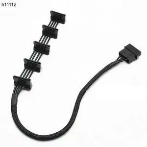 BUCIER High Quality 1 Pcs Practical Durable PC Server 4 pins IDE Molex 1 to 5 SATA Power Cable Adapter Splitter Cables 18AWG Black 40cm