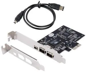 BUCIER 3 Ports 1394A Expansion Card PCI-E 1X to IEEE 1394 DV Video Adapter 1x 4Pin 2x 6Pin Controller for Desktop PC with 6Pin to 4Pin IEEE Cable Free