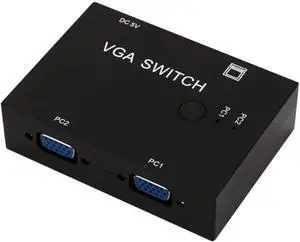BUCIER 2 Port VGA SVGA Monitor Sharing Switch Box 2-in 1-Out for LCD PC TV Monitor