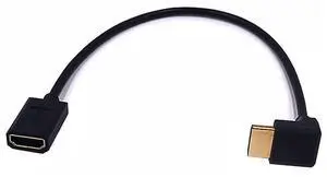 BUCIER 1ft 8K HDMI 2.1 Extension Cable, 90 Degree Up Angle HDMI Male to HDMI Female Adapter, OD 4mm Slim Ultra HD HDMI Cable, 8k@60Hz