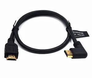 BUCIER 2 Feet 48Gbps HDMI 8K@60Hz Ultra HD Cable, Straight Male to Left Angle Male HDMI 2.1 High Speed Shield Cord for Xbox TV PS4 PS5 Switch, Support 4K@120Hz, 3D Dynamic HDR