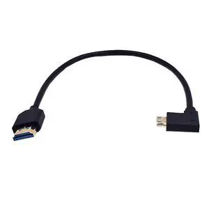 BUCIER 1ft Mini HDMI 8K to HDMI Ultra HD Cable, 3D 48Gpbs Left Angle Mini HDMI 2.1 Male to Straight HDMI 2.1 Male Adapter for Xbox PS4 PS5 TV Switch, Support 8K@60HZ 4K@120Hz