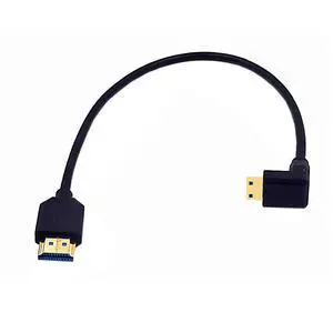BUCIER 1ft Mini HDMI 8K to HDMI Ultra HD Cable, 3D 48Gpbs Down Angle 2.1 Male to Straight 2.1 Male Adapter for Xbox PS4 PS5 TV Switch, Support 8K@60HZ 4K@120Hz