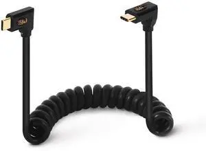 BUCIER 3.9ft USB 4.0 Type C Coiled Cable, Bidirectional 40Gbps, 240W PD Charging, 8K@60Hz Video, Left Right to Up Down Angle Male Spring Spiral Cord for Thunderbolt 4/3, Smartphone, Laptop, Monitor