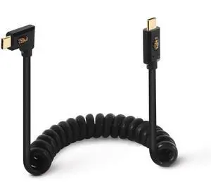BUCIER 3.9ft Max USB 4.0 Type C Coiled Cable, Bidirectional 40Gbps, 240W PD Charging, 8K@60Hz Video, Straight to Left Right Angle Male Spring Spiral Cord for Thunderbolt 4/3, Smartphone, Monitor