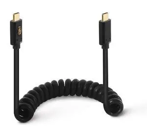 BUCIER 3.9ft USB 4.0 Type C Coiled Cable, Bidirectional 40Gbps Data, 240W PD Charging, 8K@60Hz Video, Straight to Straight Male Spring Spiral Cord for Thunderbolt 4/3, Smartphone, Laptop, Monitor