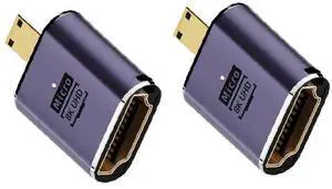 BUCIER 8K@60Hz Micro HDMI 2.1 to HDMI 2.1 Adapter 2 Pack, 3D 48Gbps Bidirectional Converter, Male to Female Extender Connector Coupler for Xbox Switch HDTV PS5/4, Support 4K@120Hz Dynamic HDR