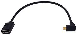 BUCIER 1ft Micro HDMI to HDMI 8K Extension Cable, 2.1 Version 48Gpbs Down Angle Micro HDMI Male to Straight HDMI Female Extender UHD 3D Cable for Xbox PS4 PS5 TV Switch, 8K@60HZ