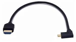 BUCIER 1ft Micro HDMI to HDMI 8K Cable, 2.1 Version 48Gpbs Left Angle Micro HDMI Male to Straight HDMI Male UHD 3D Cable for Xbox PS4 PS5 TV Switch, 8K@60Hz