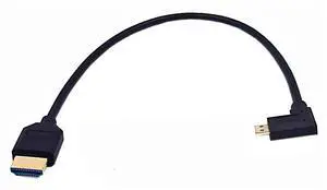 BUCIER 1ft Micro HDMI to HDMI 8K Cable, 2.1 Version 48Gpbs Right Angle Micro HDMI Male to Straight HDMI Male UHD 3D Cable for Xbox PS4 PS5 TV Switch, 8K@60HZ