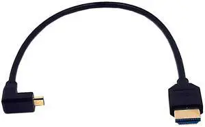 BUCIER 1ft Micro HDMI to HDMI 8K Cable, 2.1 Version 48Gpbs Up Angle Micro HDMI Male to Straight HDMI Male UHD 3D Cable for Xbox PS4 PS5 TV Switch, 8K@60HZ