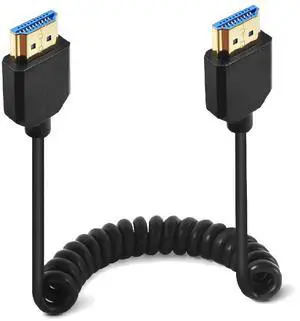 BUCIER 4ft HDMI 8K@60HZ Coiled Cable, Straight HDMI 2.1 Male to Male Adapter Shield Spiral Spring Cord, 48Gbps High Speed