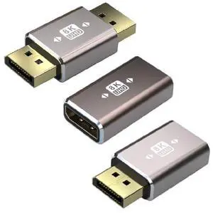 BUCIER DisplayPort 8K@60Hz Coupler, DisplayPort 1.4 Version Extension Adapter Connector Extender, Male to Female+Male to Male+Female to Female, 3 Pack, Aluminum Alloy, 24K Gold-Plate